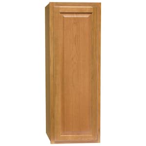 Hampton 15 in. W x 12 in. D x 42 in. H Assembled Wall Kitchen Cabinet in Medium Oak