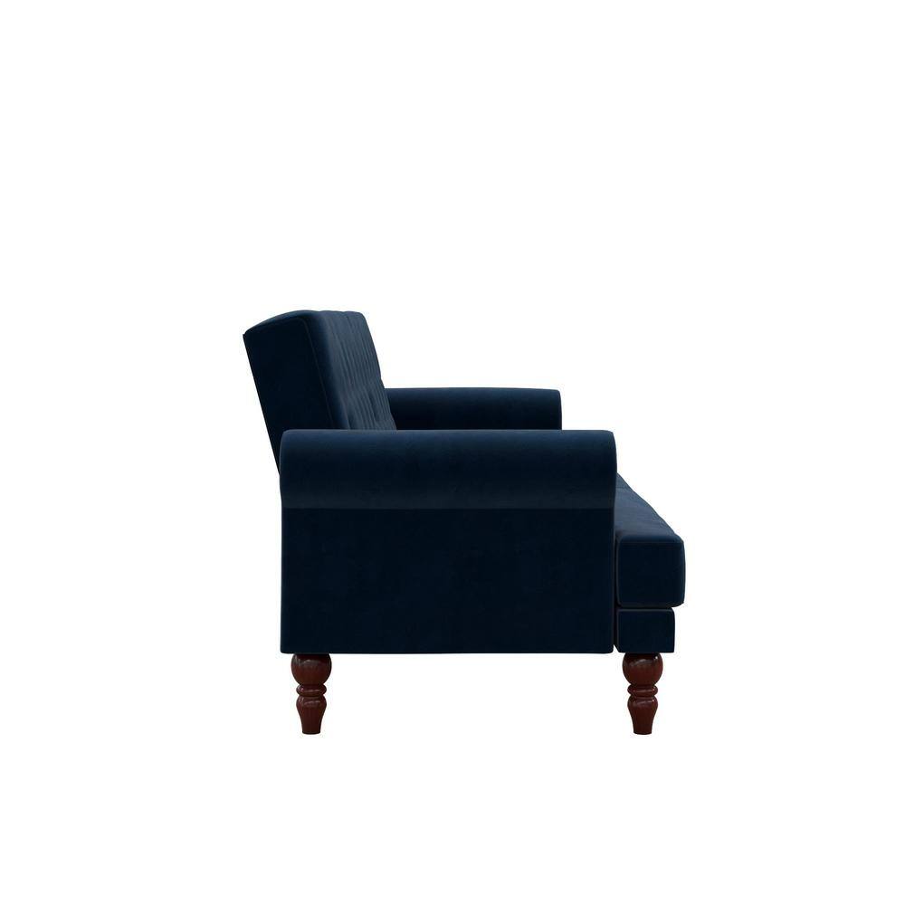 Cassidy Blue Velvet Twin Tufted Convertible Sofa Bed