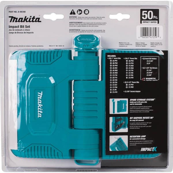 Fabriek personeelszaken emmer Makita ImpactX Driver Bit Set (50-Piece) A-98348 - The Home Depot