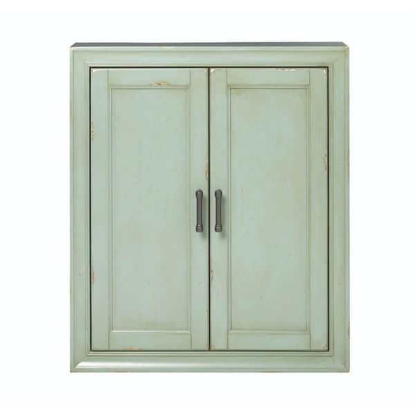 Home Decorators Collection Hazelton 25 in. W x 28 in. H x 8 in. D Bathroom Storage Wall Cabinet in Antique Green