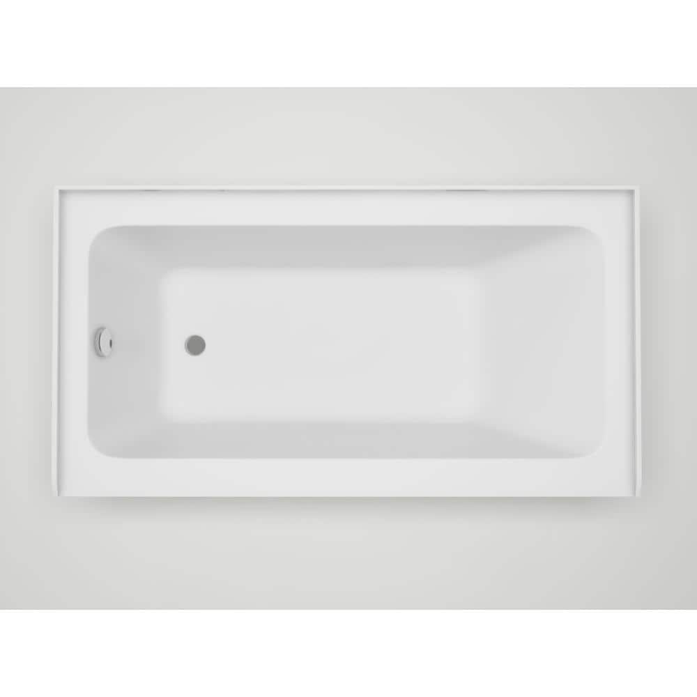 White Acrylic Alcove Skirt Bathtub with Left Drain