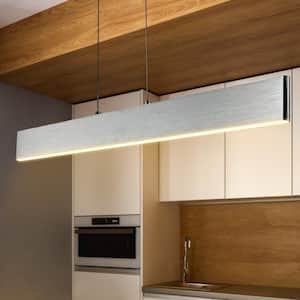 Draper 32 in. Dimmable Adjustable Integrated LED Brushed Aluminum Metal Linear Pendant