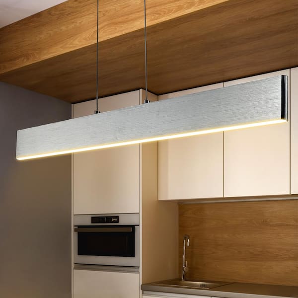 JONATHAN Y Draper 32 in. Dimmable Adjustable Integrated LED Brushed Aluminum Metal Linear Pendant