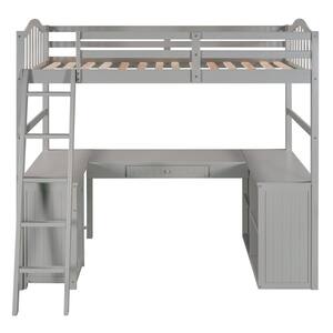 STICKON Espresso Brown Full Size Loft Bed with Storage Shelves and ...