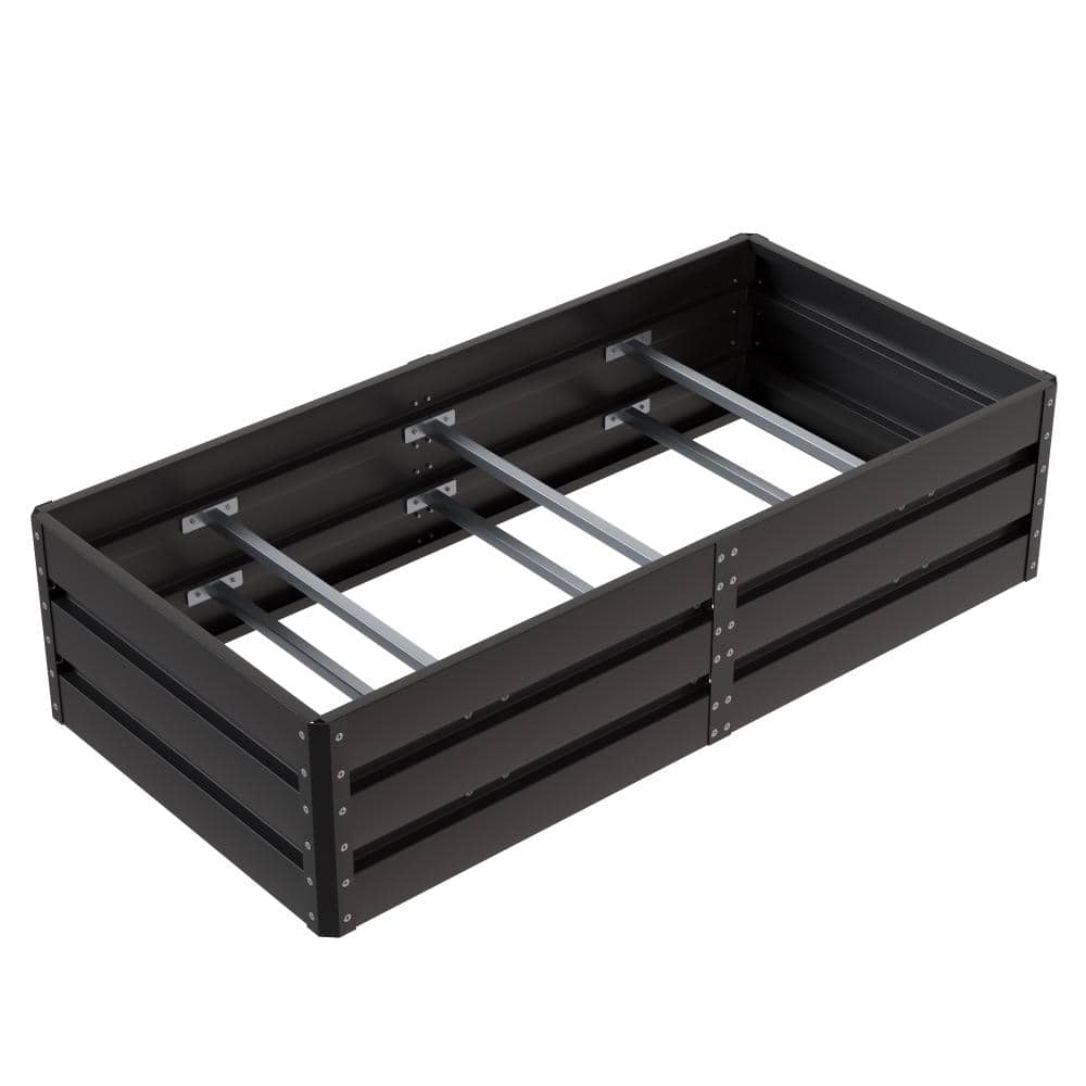 "76"" L x 37"" W x 17"" H Black Corrugated Galvanized Steel Outdoor Raised Garden Bed for Vegetables" price history on PriceWatchPro