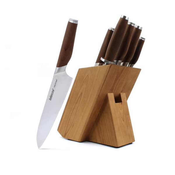 BALANCING 9-Piece CoreLess Damascus Knife Set with Birch Knife Block