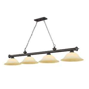 Cordon 4-Light Bronze with Golden Mottle Glass Shade Billiard Light with No Bulbs Included