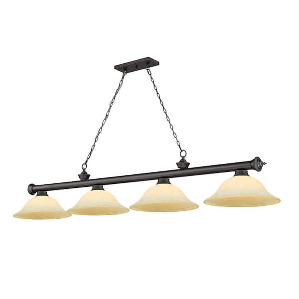 Unbranded Cordon 4-Light Bronze with Golden Mottle Glass Shade Billiard Light with No Bulbs Included