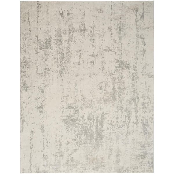 Nourison Concerto Cream Grey 8 ft. x 10 ft. Abstract Contemporary Area Rug