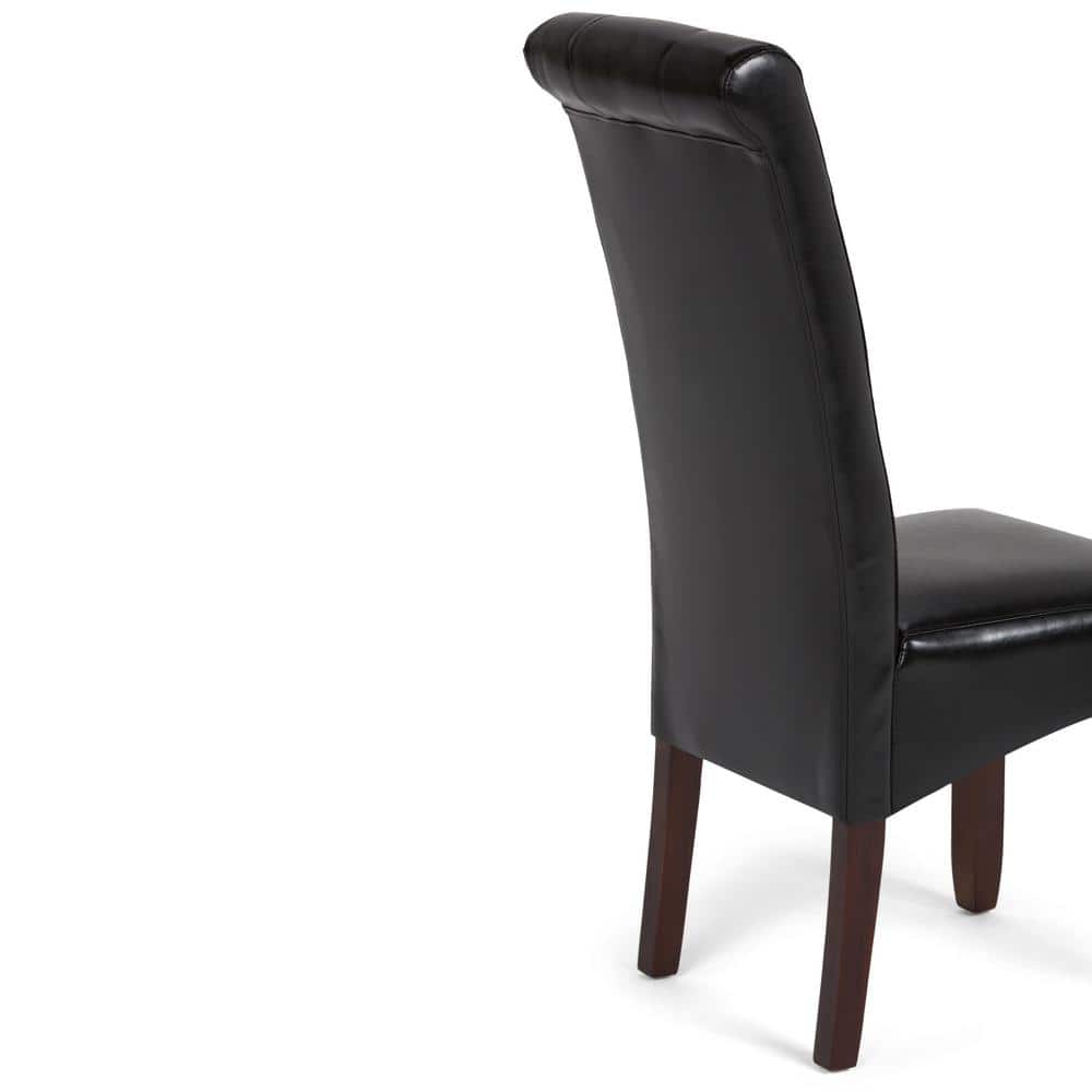 Midnight Black Faux Leather Upholstered Parsons Dining Side Chair