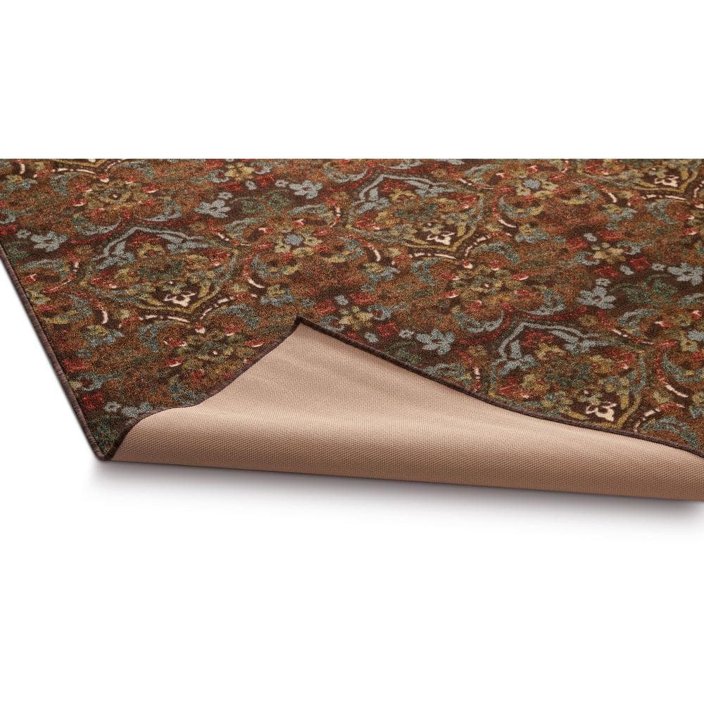 Kings Court Brown and Red Synthetic 5' x 7' Washable Area Rug
