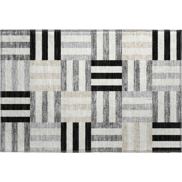 Mayfield Premium Machine Washable Abstract AMF2332 Black 3 ft. x 4 ft. Area Rug