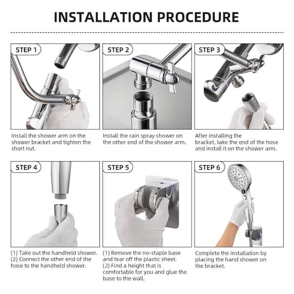 Eolax 8 Inch Shower Arm And Flange - Stainless Steel, Wall Mount For Fixed Or Handheld Head