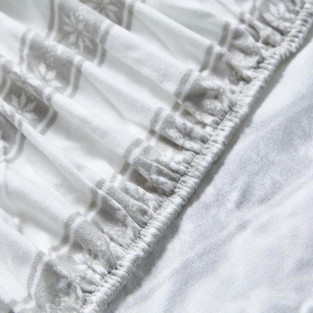 Gray Plaid Cotton Flannel Twin Sheet Set with Deep Pockets