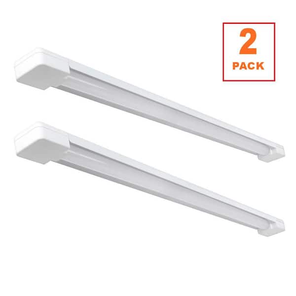 3 ft. 30-Watt 4000K Bright White 1-Light 3000 Lumens White Integrated LED Hanging Shop Light with Power Cord (2-Pack)
