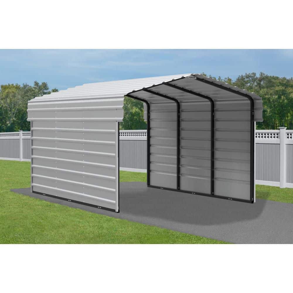 Eggshell Steel 10' x 15' Carport Kit with Enclosure
