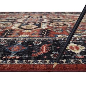 Eden Collection Antique Medallion Rust 2 ft. x 7 ft. Machine Washable Traditional Indoor Area Rug