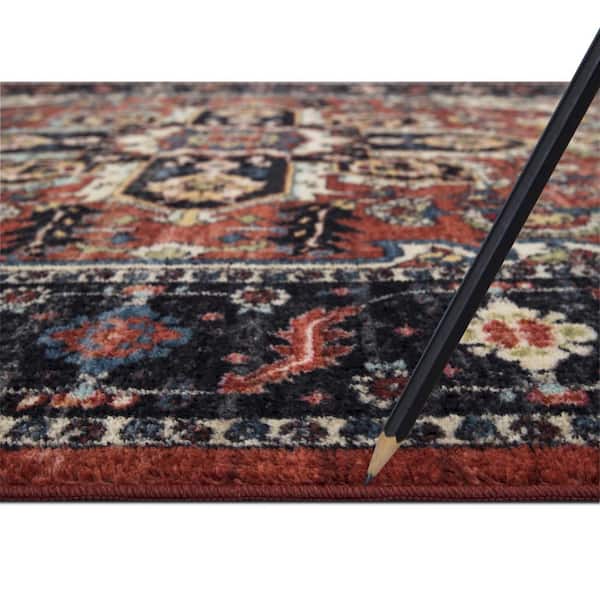Eden Collection Antique Medallion Rust 6 ft. x 9 ft. Machine Washable Traditional Indoor Area Rug