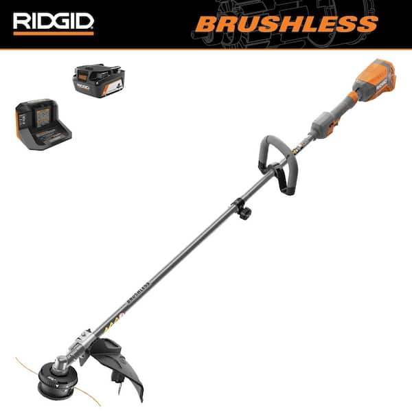 RIDGID 18V Brushless 14 in. Cordless Battery String Trimmer with 4.0 Ah Lithium-Ion Battery