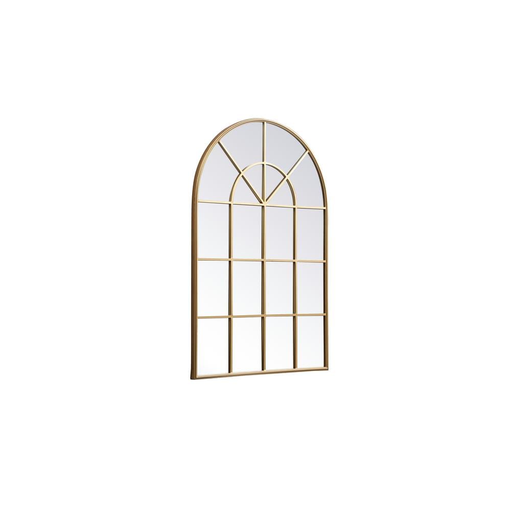 Contemporary Minimalist Brass-Finish Rectangular Wood Mirror 36x53"