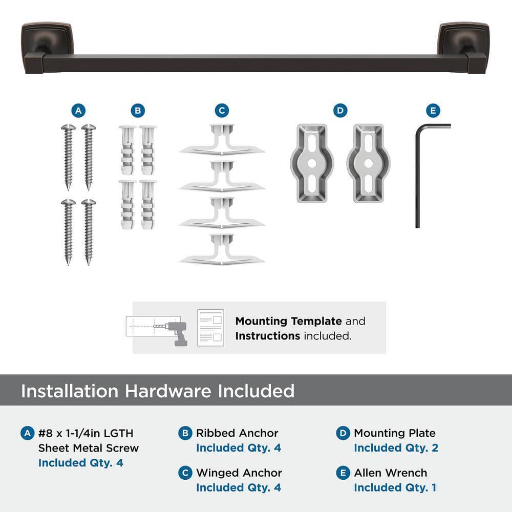 Oil-Rubbed Bronze 18 Inch Wall Mounted Towel Bar