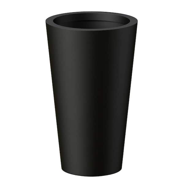 12 in. Large Charcoal Black Concrete Round Planter / Pot with Drainage Holes