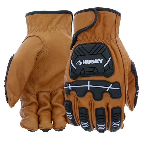 Husky Large Premium Grain Cowhide Leather Heavy Duty Impact Work Glove