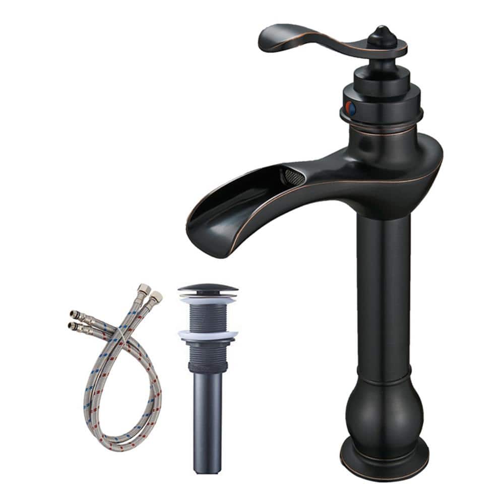 Waterfall Single Hole Single Handle Bathroom Vessel Sink Faucet with Drain 