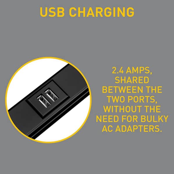 Wiremold Plugmold 5 ft. 9-Outlet/2-USB Hardwire Power Strip with Tamper Resistant Receptacles, Black