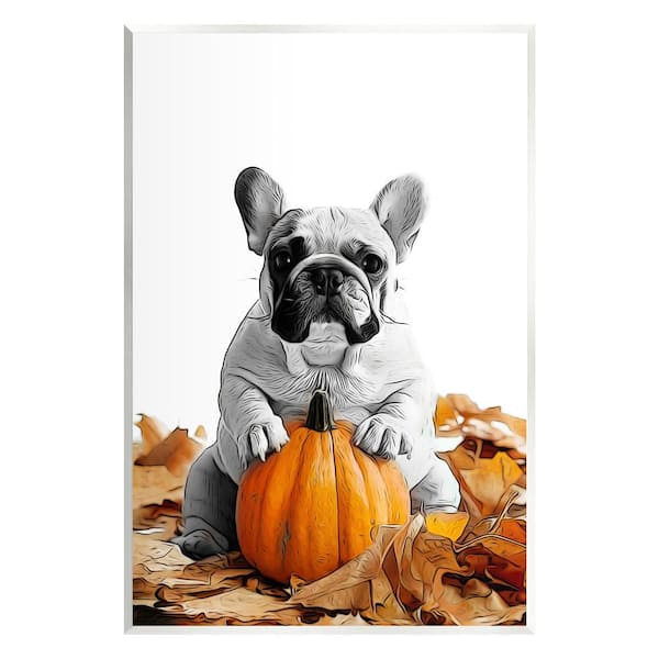 Stupell Industries Puppy with Fall Pumpkin by Annalisa Latella 1 Piece Unframed Graphic Print Animal Poster Art Print 15 in. x 10 in.