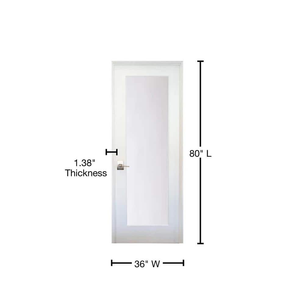 Primed White MDF Interior Door with Satin Glass Panel