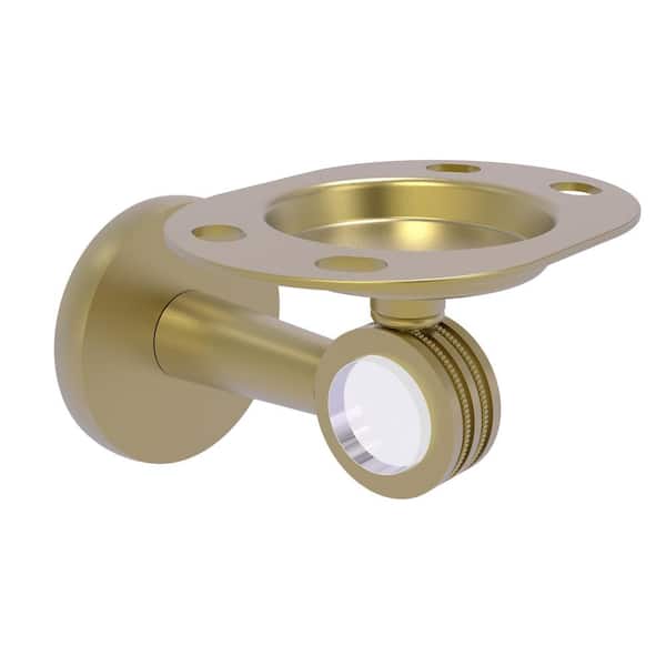 Allied Brass Clearview Tumbler and Toothbrush Holder with Dotted Accents in Satin Brass