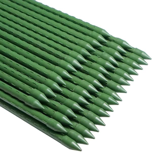 72 in. Green Plastic-coated Steel Sturdy Plant Sticks Support Garden Stakes 25-Pack
