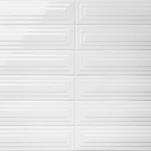 Colorwave Framed White 4.43 in. x 17.62 in. Polished Crackled Ceramic Wall Tile (7.08 Sq. Ft./Case)