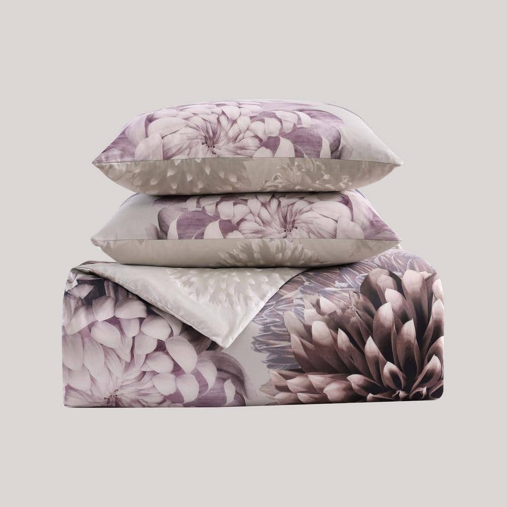 King Purple Cotton Reversible Floral Comforter Set