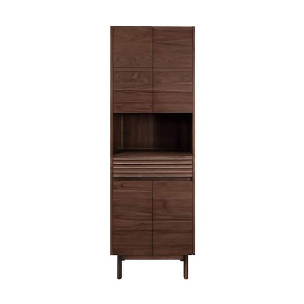 Carina 24 in. W x 15.7 in. D x 71 in. H Brown Coffee Teak Freestanding Linen Cabinet