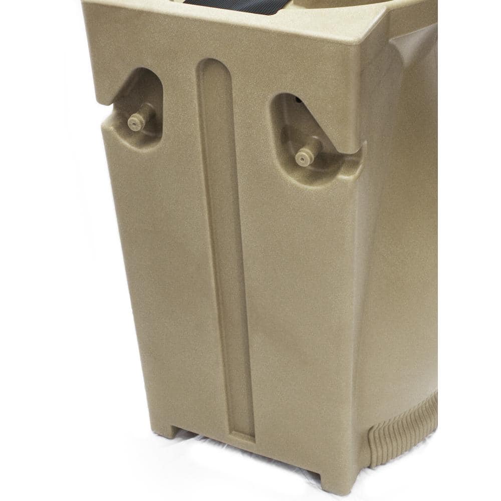 Khaki 65-Gallon Plastic Resin Rain Barrel Urn