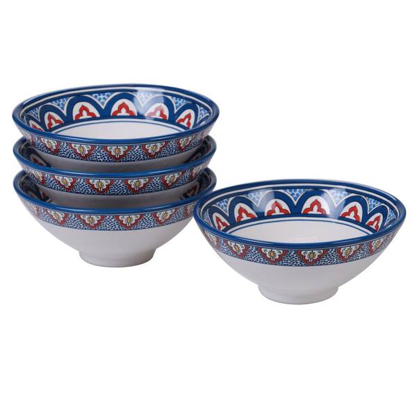 Certified International Tangier 4-Piece Country/Cottage Multi-Colored Ceramic 18 oz. Ice Cream Bowl Set (Service for 4)