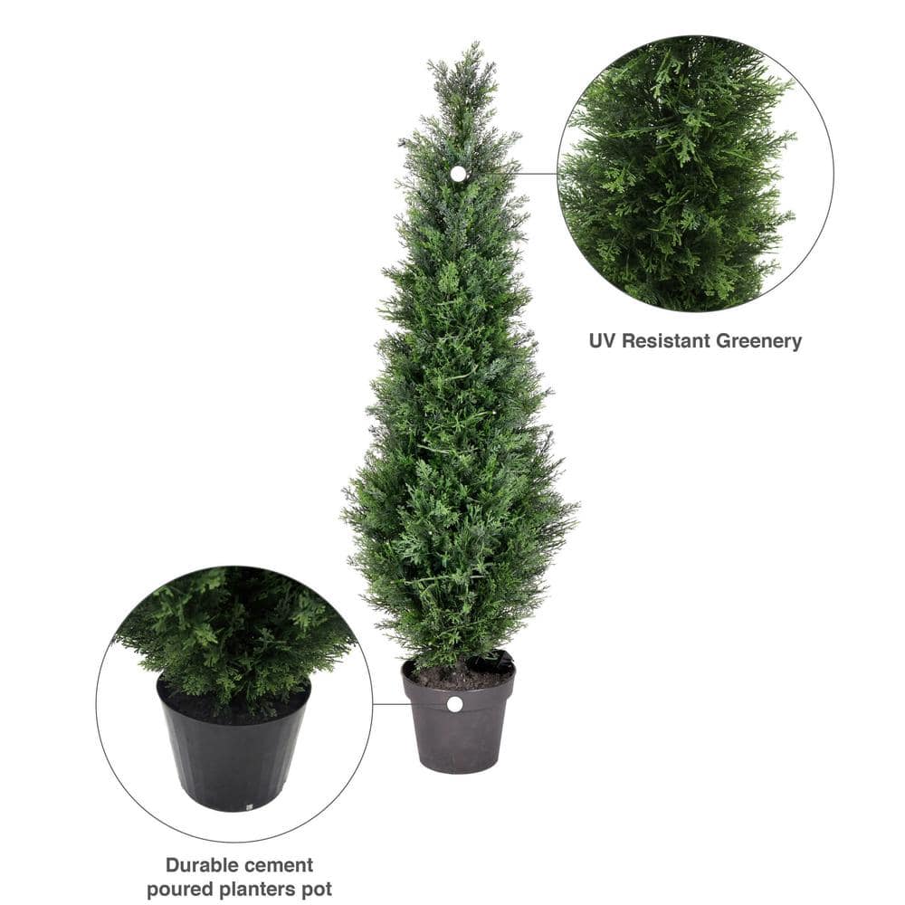 Winterfest 4' Green Potted Cedar Topiary Tree - UV Resistant