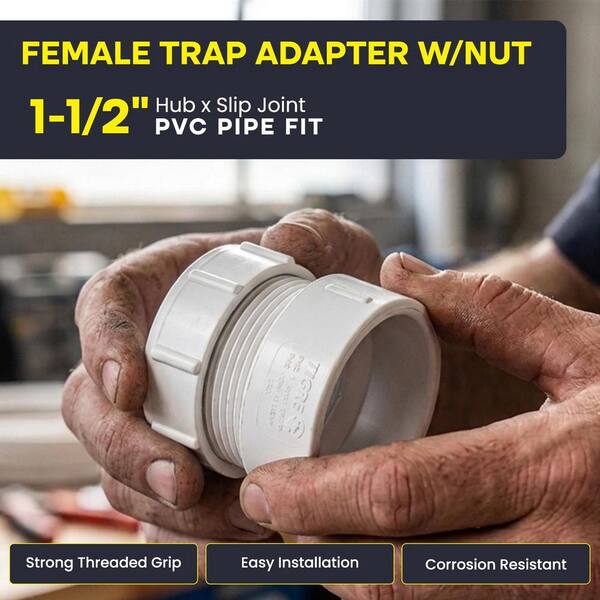 PLUMBFLEX 1-1/2 in. White Rigid PVC DWV Trap Adapter, 0.19 ft