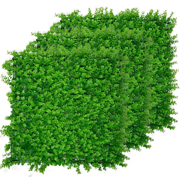 20-Pc 20 in. Light Green Artificial Grass Boxwood Grass Wall Panel Privacy Screen UV Protected for Outdoor Indoor Garden