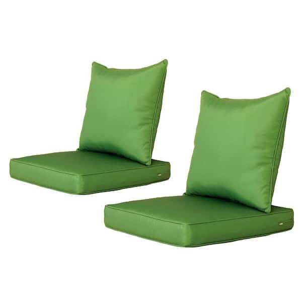 ARTPLAN Outdoor/Indoor Deep-Seat Cushion 24 in. x 24 in. x 4 in. For The Patio, Backyard and Sofa Set of 2 Kale Green