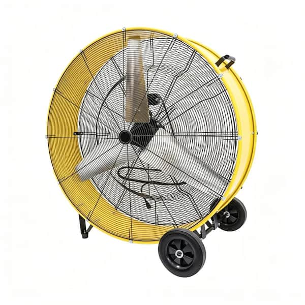 42 In. 2-Speed High Velocity Industrial Drum Fan in Yellow for Warehouses, Workshops, Factories and Basements