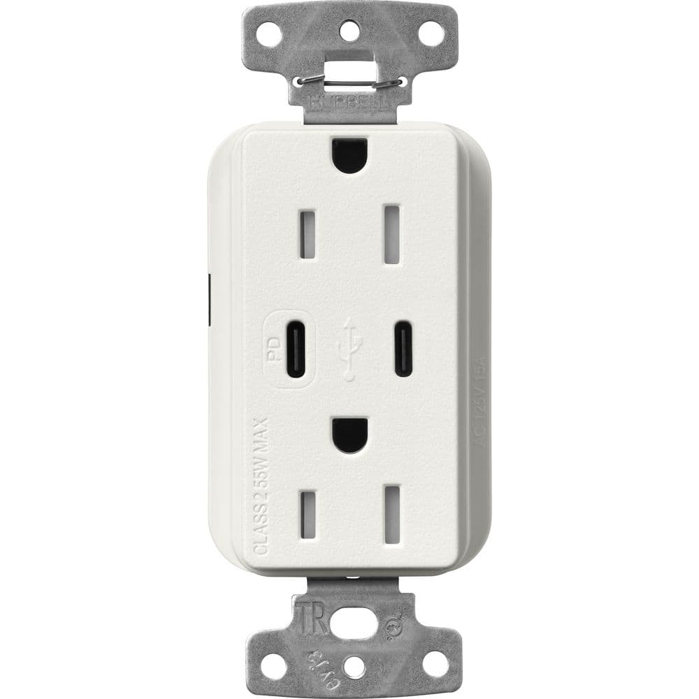 Claro 15 Amp Tamper Resistant USB Type C Duplex Receptacle, Decorator Style Outlet, Satin Finish, SCR-15-CCTR-RW, White price history on PriceWatchPro