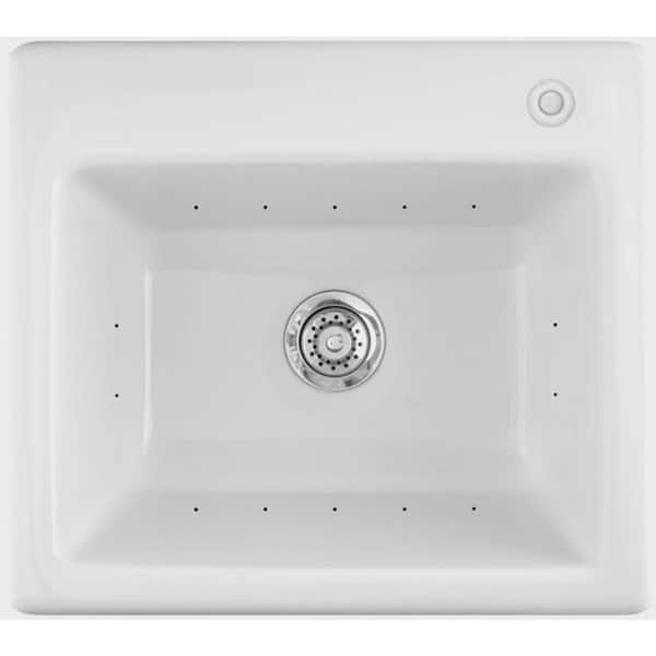 Aquatic Delicair II 25 in. x 22 in. Acrylic Drop-In Laundry Sink in White