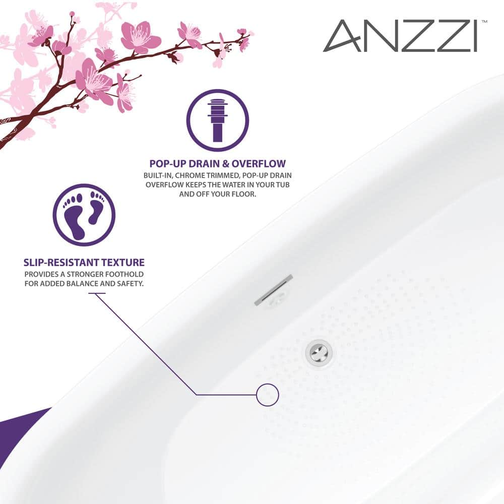Ami 59" Glossy White Acrylic Freestanding Bathtub