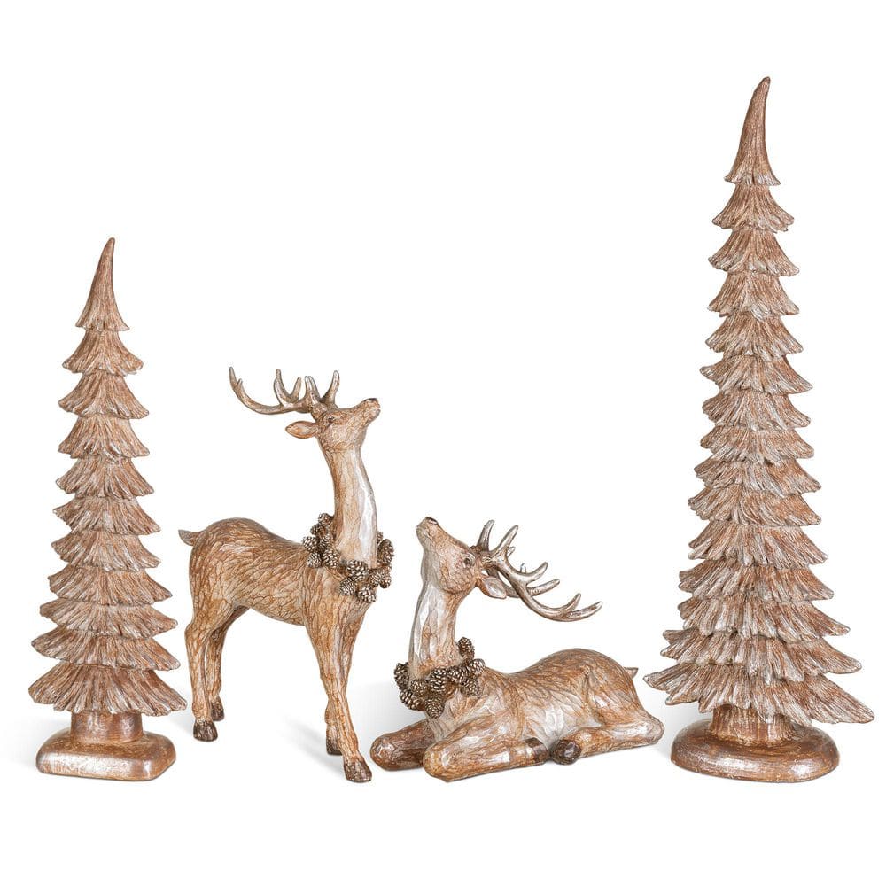 20.75 in. H Christmas Resin Brown Reindeer w/Tree Table Decor (Set of 4) price history on PriceWatchPro