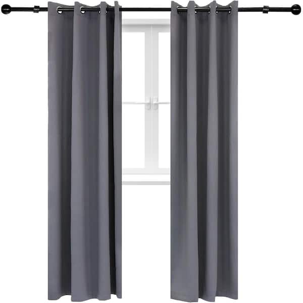 Sunnydaze Decor 2 Indoor/Outdoor Blackout Curtain Panels with Grommet Top - 52 x 96 in (1.32 x 2.43 m) - Gray