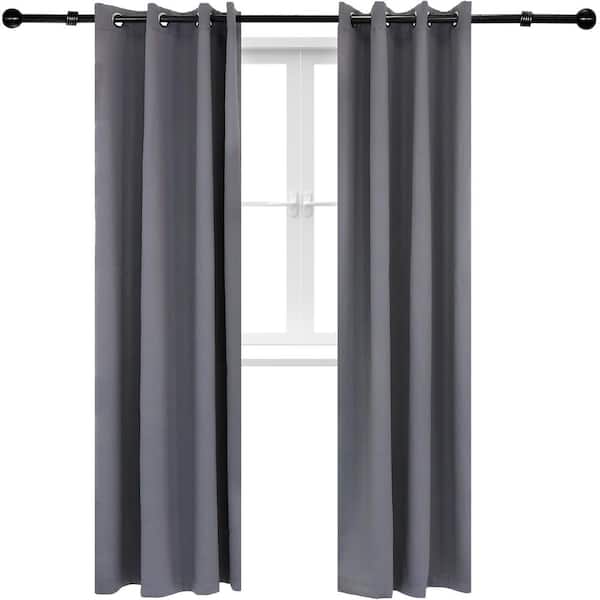 Sunnydaze 2 Indoor/Outdoor Blackout Curtain Panels with Grommet Top - 52 x 96 in (1.32 x 2.43 m) - Gray