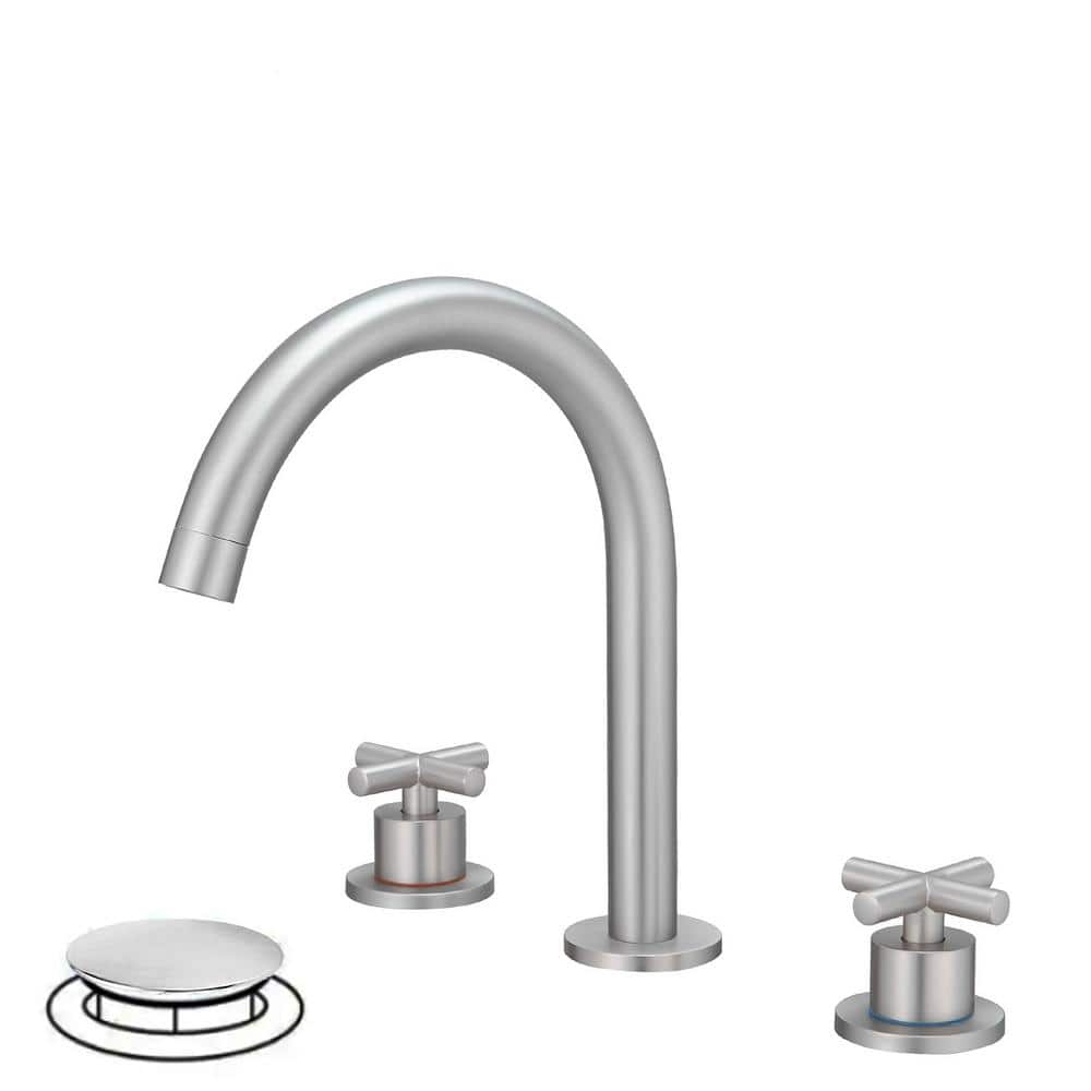8 in. Widespread Double Handle High Arc Spout Bathroom Faucet in Brushed Nickel price history on PriceWatchPro
